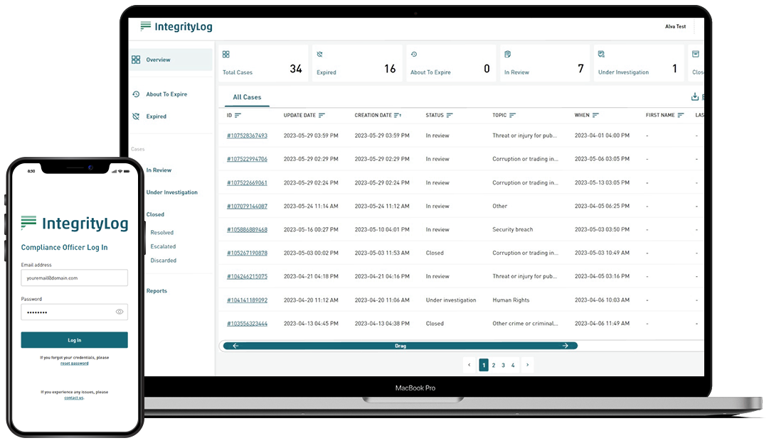 Dashboard mockup